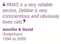 PAWS is a very reliable cat sitting service